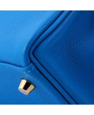 Pre-Owned HERMES Kelly 28 Handbag Blue Evercolor with Gold Hardware