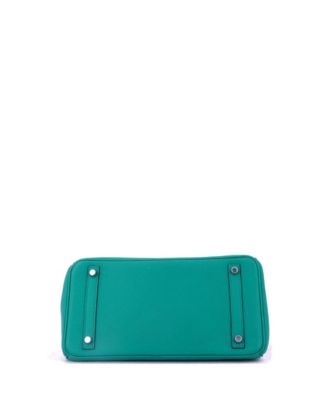 Pre-Owned HERMES Birkin 30 Handbag Blue Clemence with Palladium Hardware