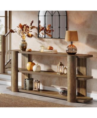 70.87" Extra Long Console Table for Entryway, Narrow Wooden 3-Tier Sofa Table Behind Couch, Farmhouse Entryway Accent Table