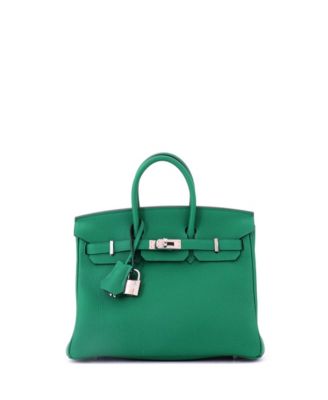 Birkin 25 Handbag Green Togo with Palladium Hardware