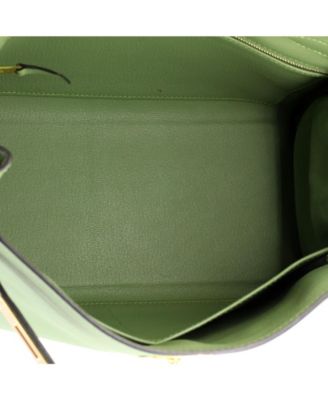 Pre-Owned HERMES Kelly 28 Handbag Green Evercolor with Gold Hardware