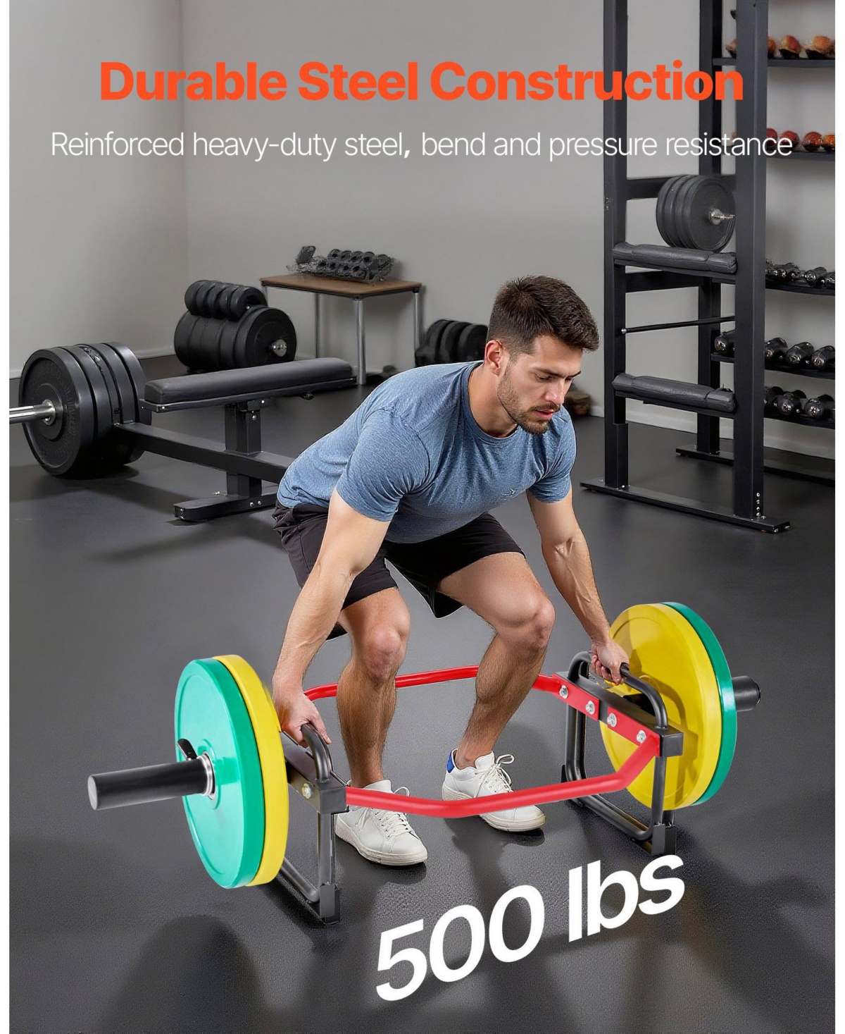 Mecale Trap Bar Hex Bar, 2-Inch Barbell, 500 lb Capacity Strength Training for Deadlifts and Squats