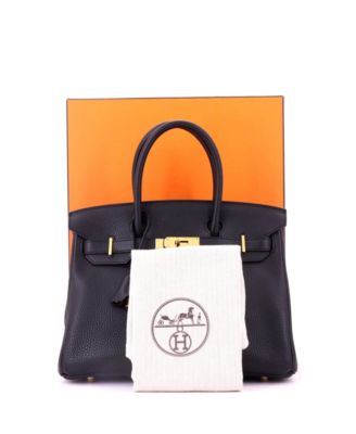 Birkin 30 Handbag Black Clemence with Gold Hardware