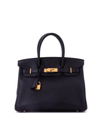Birkin 30 Handbag Black Clemence with Gold Hardware