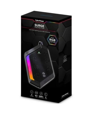 6-Outlet RGB Surge Strip with USB-C and USB Ports for Home Electronics Power Protection