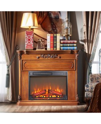 23 inch Electric Fireplace Insert Heater with Log Set & Realistic Flame, Overheating Protection without Control