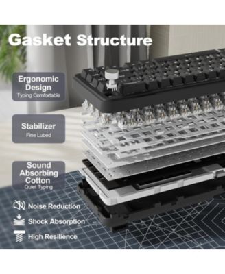 B68 Wireless Mechanical Keyboard,Tri-Mode BT5.0/2.4GHz/USB-C Hot Swappable Creamy Typing Gasket Mounted for Win/Mac (Milk V2 Switch)