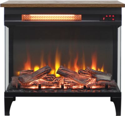 24 inch three sided glass electric fireplace with feet