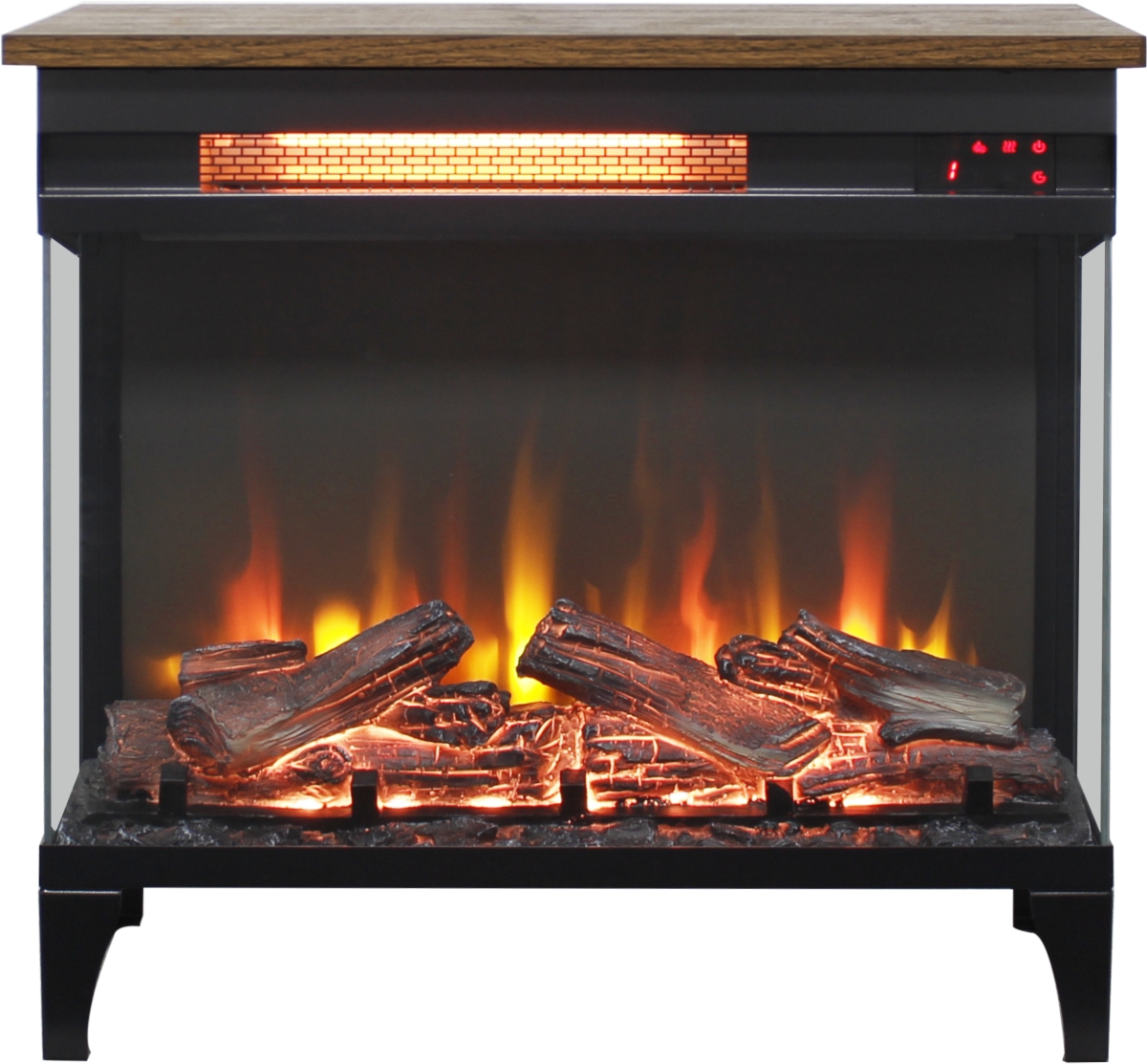 Clihome 24 inch three sided glass electric fireplace with feet