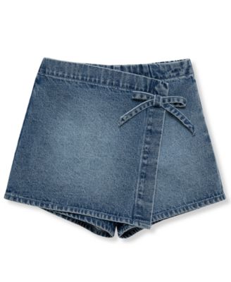Girls' 7-16 Faux Wrap Denim Skort