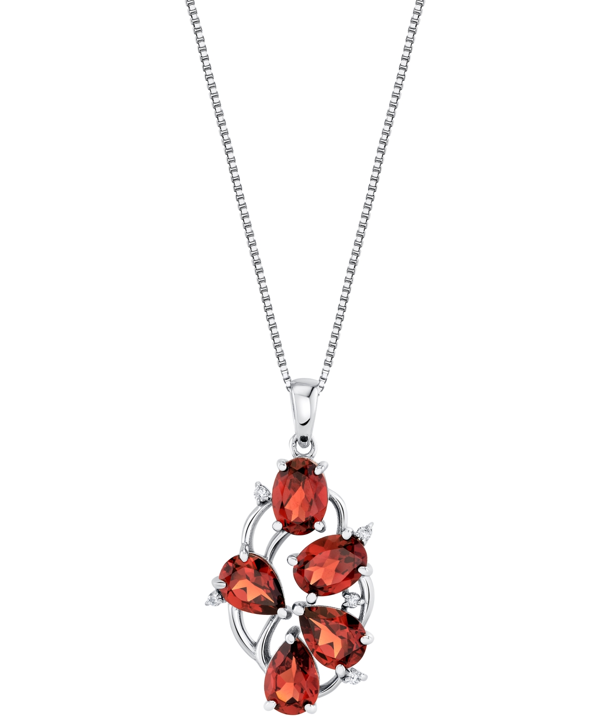 Macy's Garnet (4-2/5 ct. t.w.) & Diamond Accent Pendant Necklace in Sterling Silver