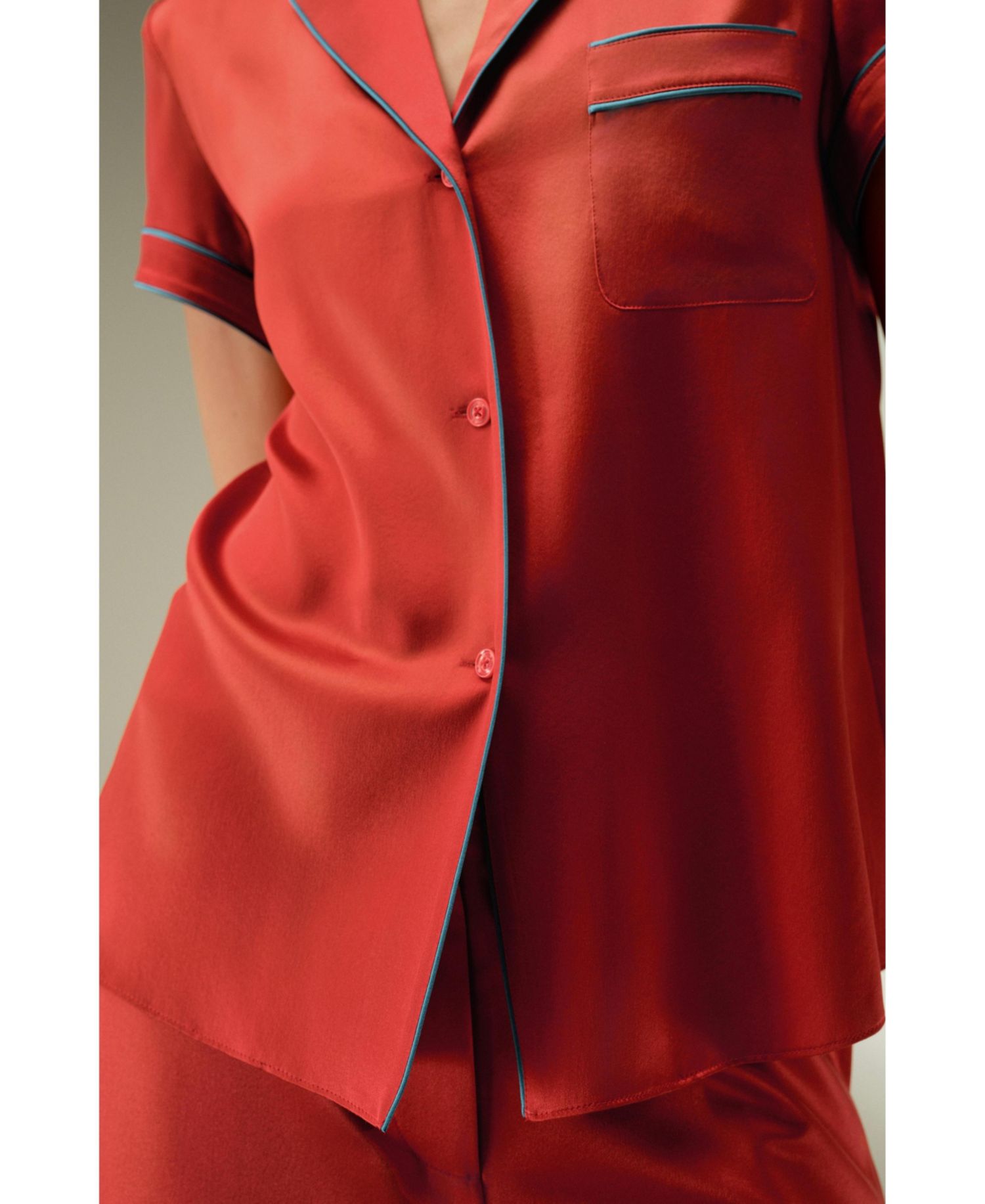 Women's Lsxes Contrast-Trimmed Silk Shirt