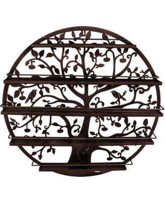 Tree Silhouette Round Metal Wall Mounted 5 Tier Nail Polish Rack Holder