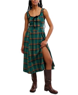 Women's Freya Plaid Scoop Neck Midi Dress