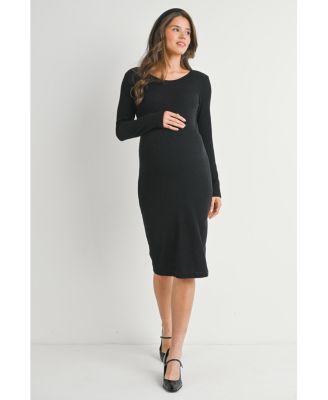Maternity Bodycon Ribbed Knit Long Sleeve Dress