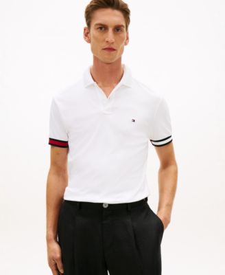 Men's Liquid Cotton Red, White, and Blue Cuff Polo Shirt