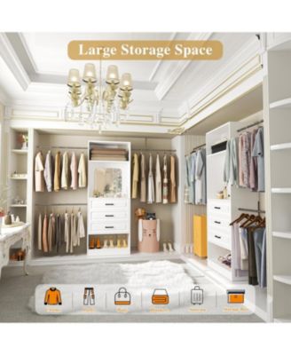 48-96 Inch Adjustable Closet Organizer with Drawers and Mirror