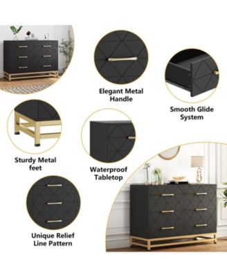 6 Drawer Dresser for Bedroom, TV Stand Chest of Drawers for Living Room, Hallway, Entryway