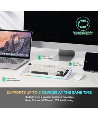 YZ75 75% Gasket Mechanical Keyboard, Compact Wireless Hot Swappable Bluetooth Gaming Keyboard w/ 4-Layer Padding, BT5.0/2.4Ghz/Type-C NKRO RGB