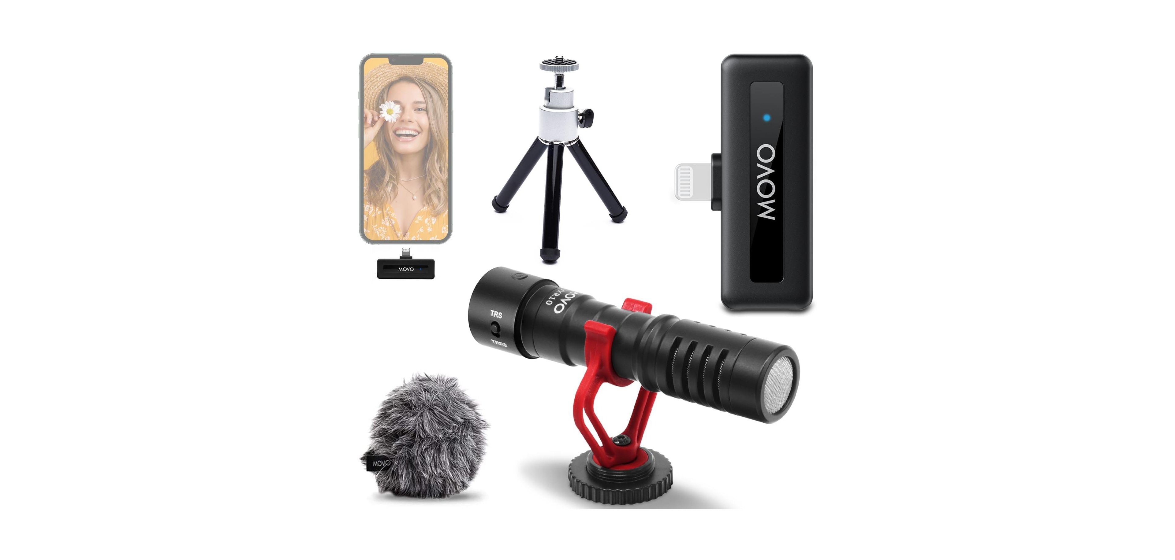 Movo VXR10 Shotgun Mic with Wm-VXR10 Wireless Microphone Adapter and Tripod