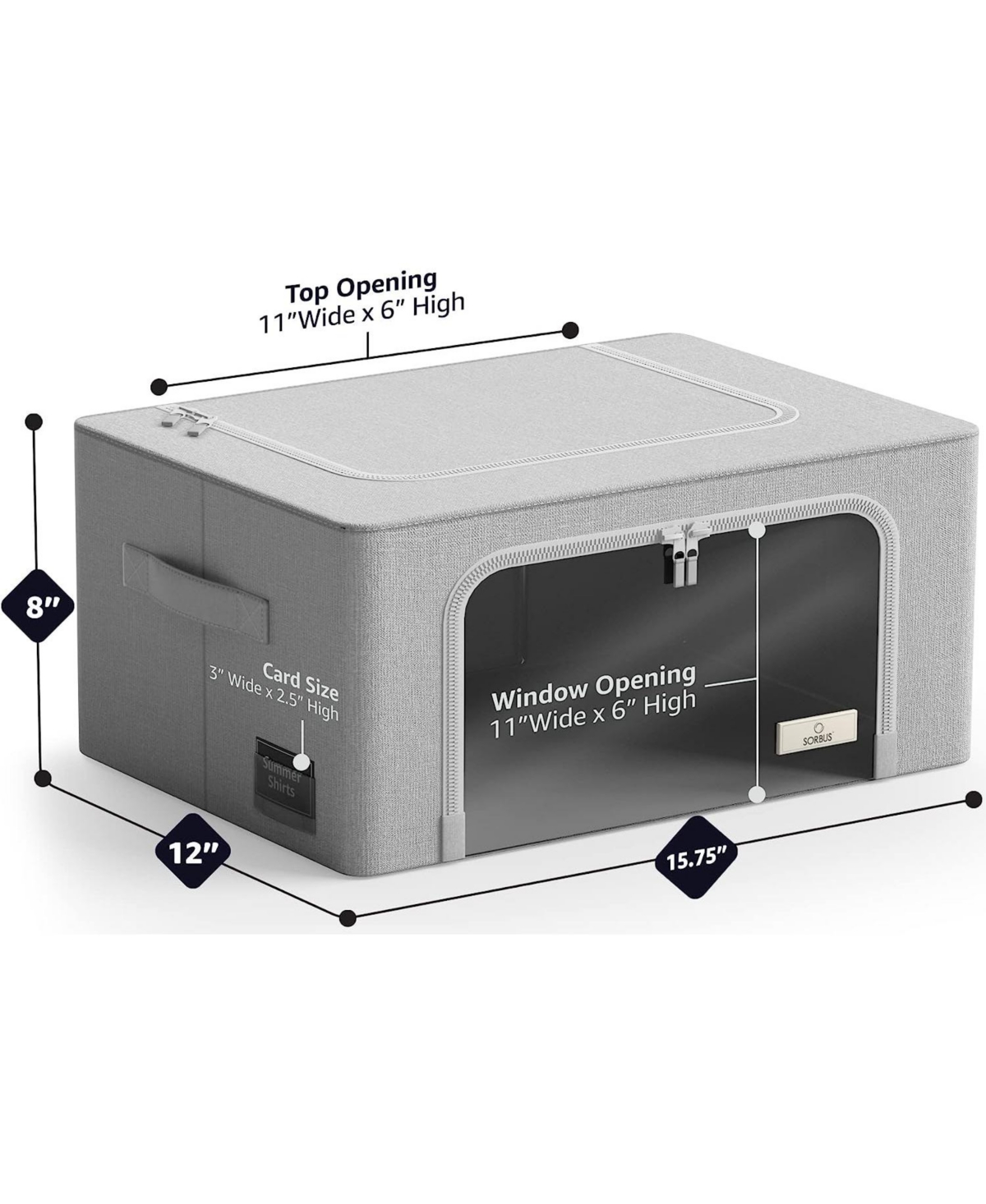 Sorbus 2 Pack Small Foldable Storage Box - Metal Frame, Oxford Fabric, Large Window & Handles - Organization for Bedroom