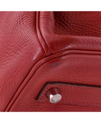 Birkin 35 Handbag Red Clemence with Palladium Hardware