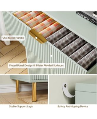 6-Drawer Modern Green Dresser, Gold Handle, Wide Double Chest, Large Drawer Storage Organizer for Bedroom, Living Room, Entryway