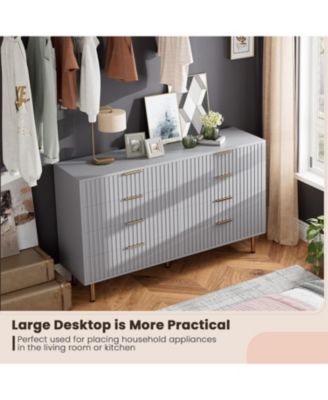8-Drawer Modern Fluted Dresser, 55 Inch Wide Chest, Deep Drawers, Large Organizer for Bedroom, Living Room, Kids Room