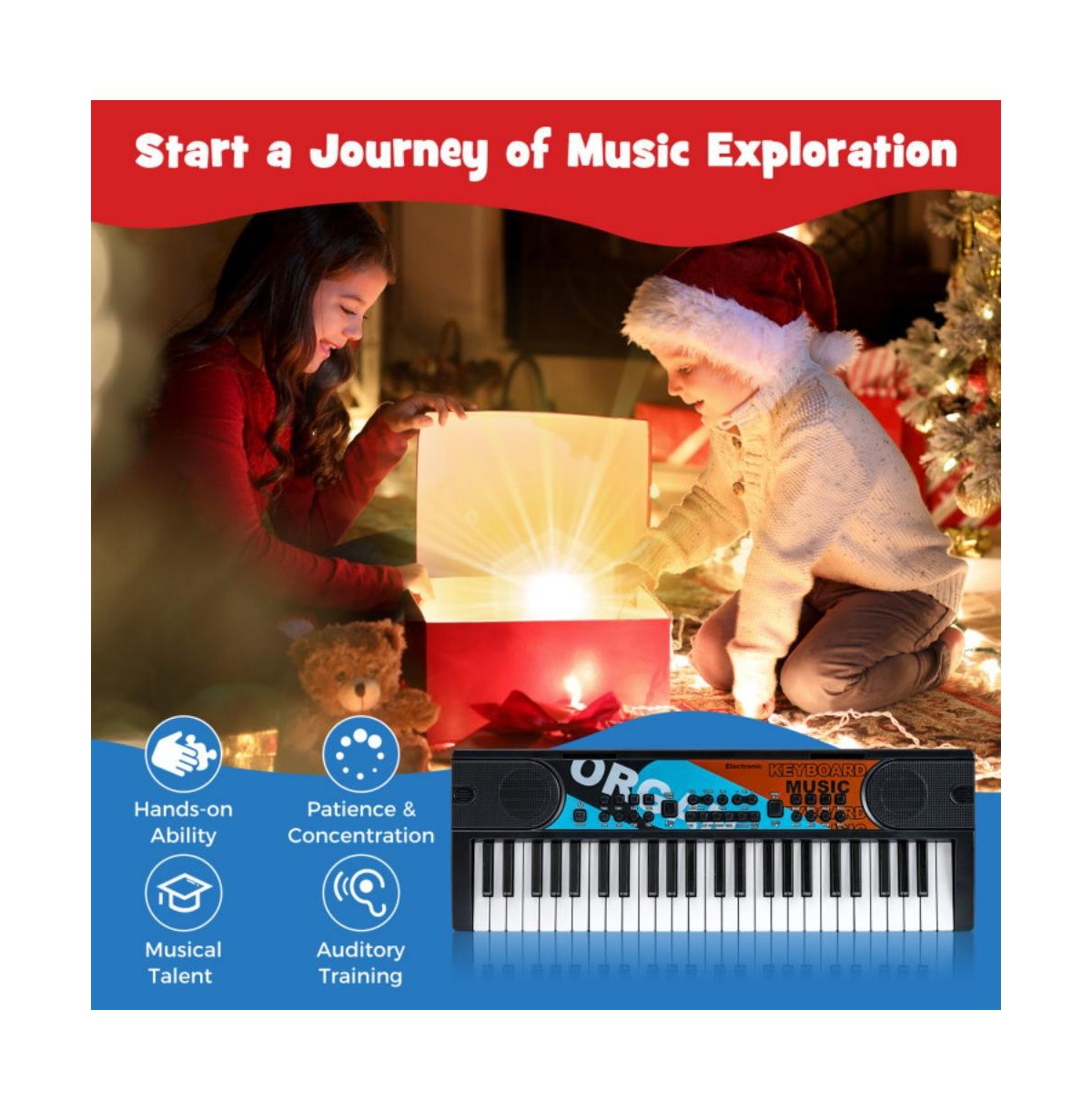 Hongge Kids Electronic Keyboard Piano with Microphone and 49 Keys for Musical Learning