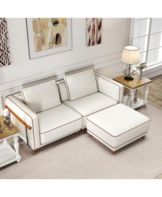 Modular Sectional Sofa, Removable & Washable, Ultra-Soft Linen Sofa, Extra-Large White Living Room Sofa