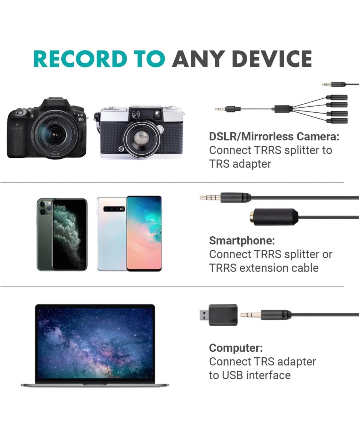 Movo VersaLav-V2 Lavalier Microphone Set for Smartphones, Computer, Dslr or Mirrorless Camera