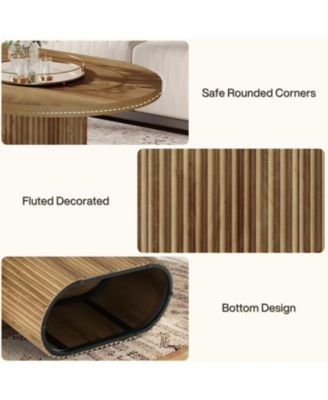 Oval Coffee Table, 47.2", Fluted Design