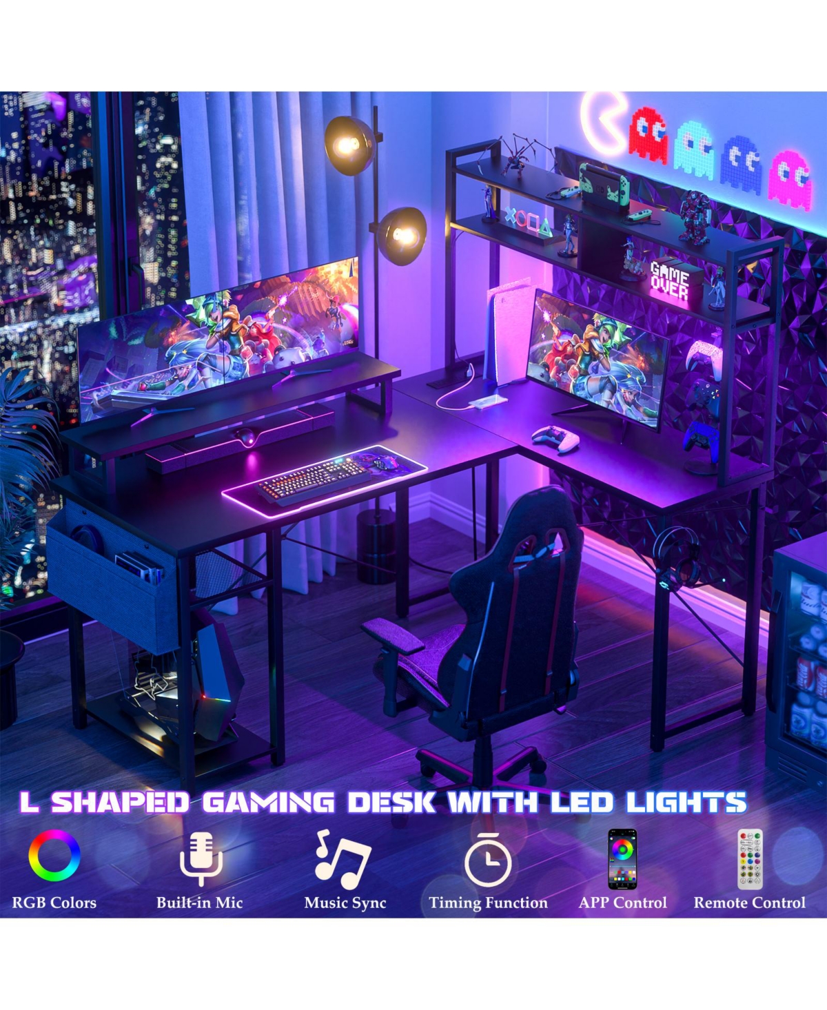 Aheaplus 49'' Small L Shaped Desk with Hutch