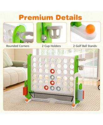 Giant Four Game Activity Set with Adjustable Height and Outdoor Family Play Features