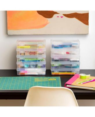 USA Pencil Case Box Storage Organizer for Beads, Pens, and Art Supplies, Clear, Medium, 6 Pack