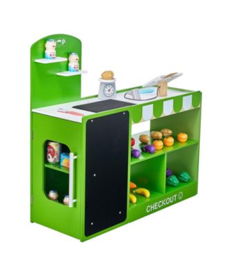 Wooden Grocery Store Playset for Kids with Accessories and Pretend Shopping Features