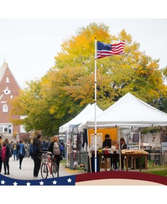 EZ GO 25Ft Commercial Telescoping Flag Pole Kit Portable Display Sign Banner Pole for Outside Hotel Business Events Advertising Flag Silver