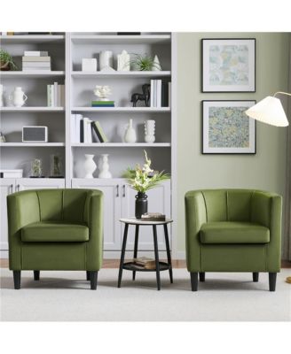 Yaheetch Single Piece Velvet Fabric Barrel-shaped Upholstered Accent Arm Chair