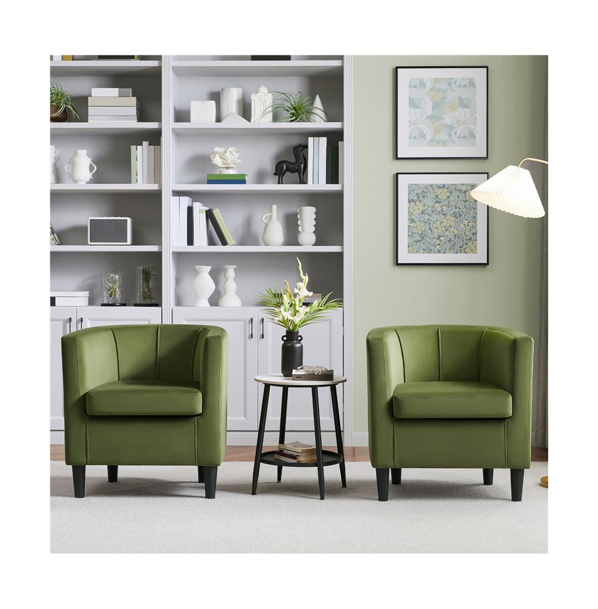 Yaheetech Yaheetch Barrel-shaped Upholstered Accent Arm Chair Olive Green