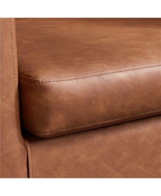 single club chair faux leather barrel-shaped accent arm chair