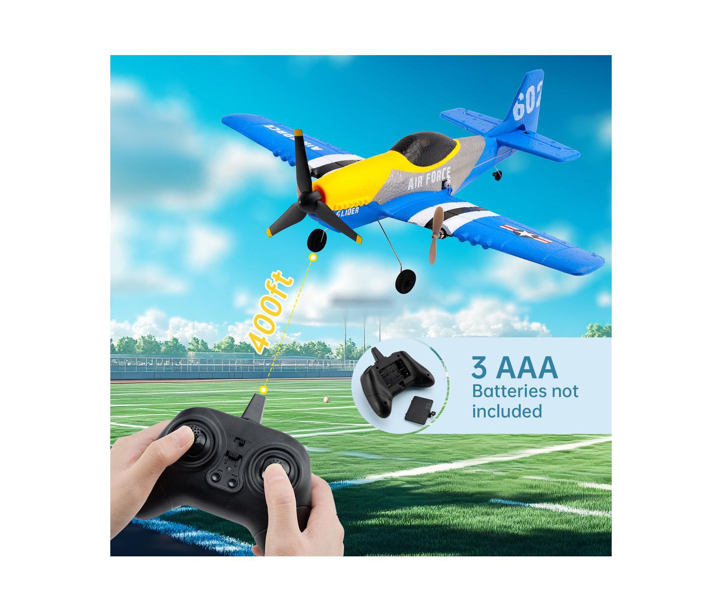 Детская игрушка Bruce & Shark P51 6-Axis Gyroscope RC Plane, цвет: Синий — фото 6