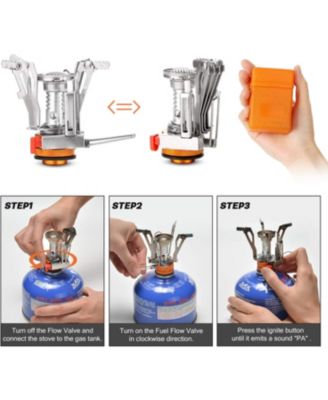 16pcs Non-Stick Camping Cookware Set with Folding Stove & Stainless Steel Tableware