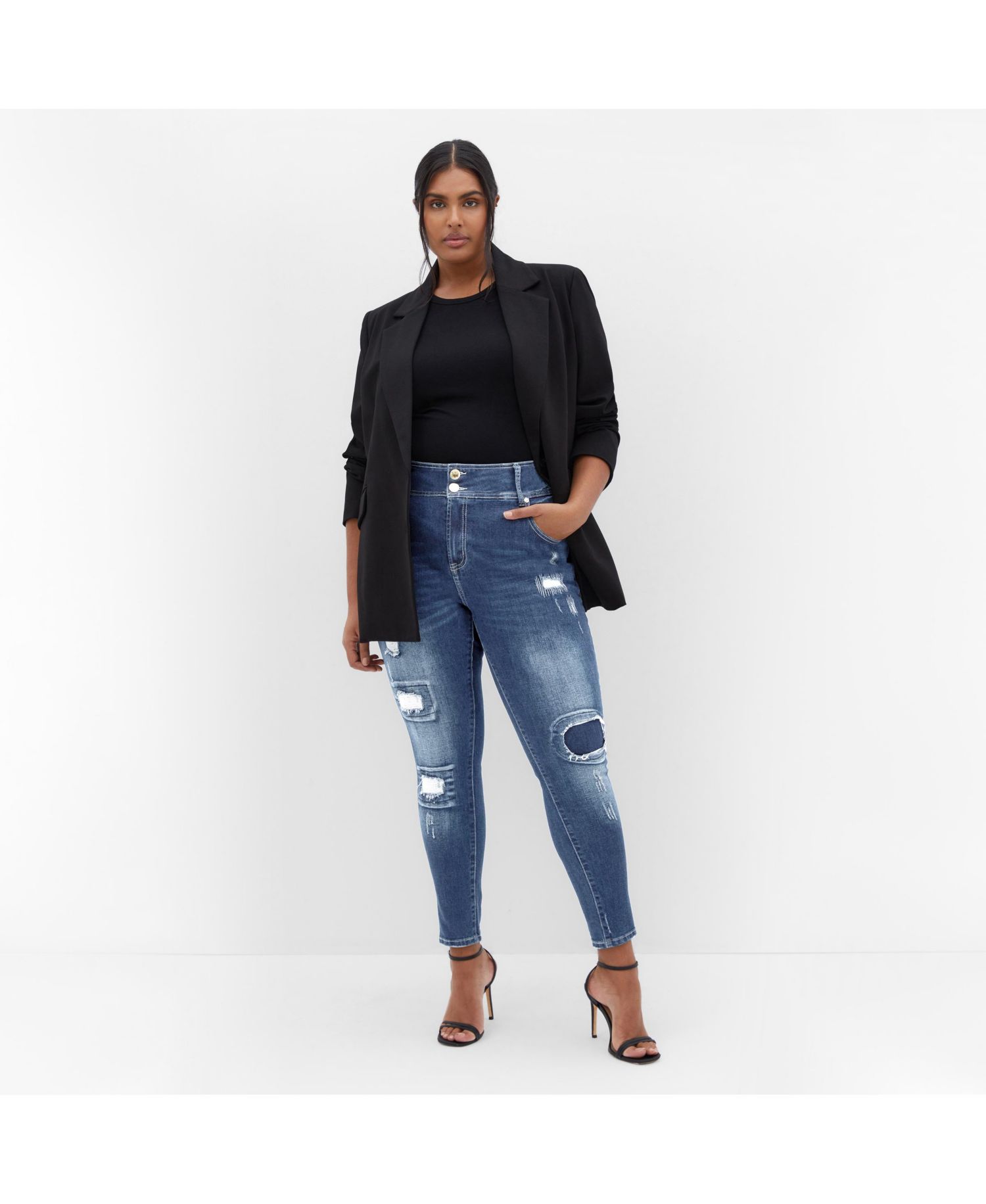 Plus Size Patched Apple Skinny Jean