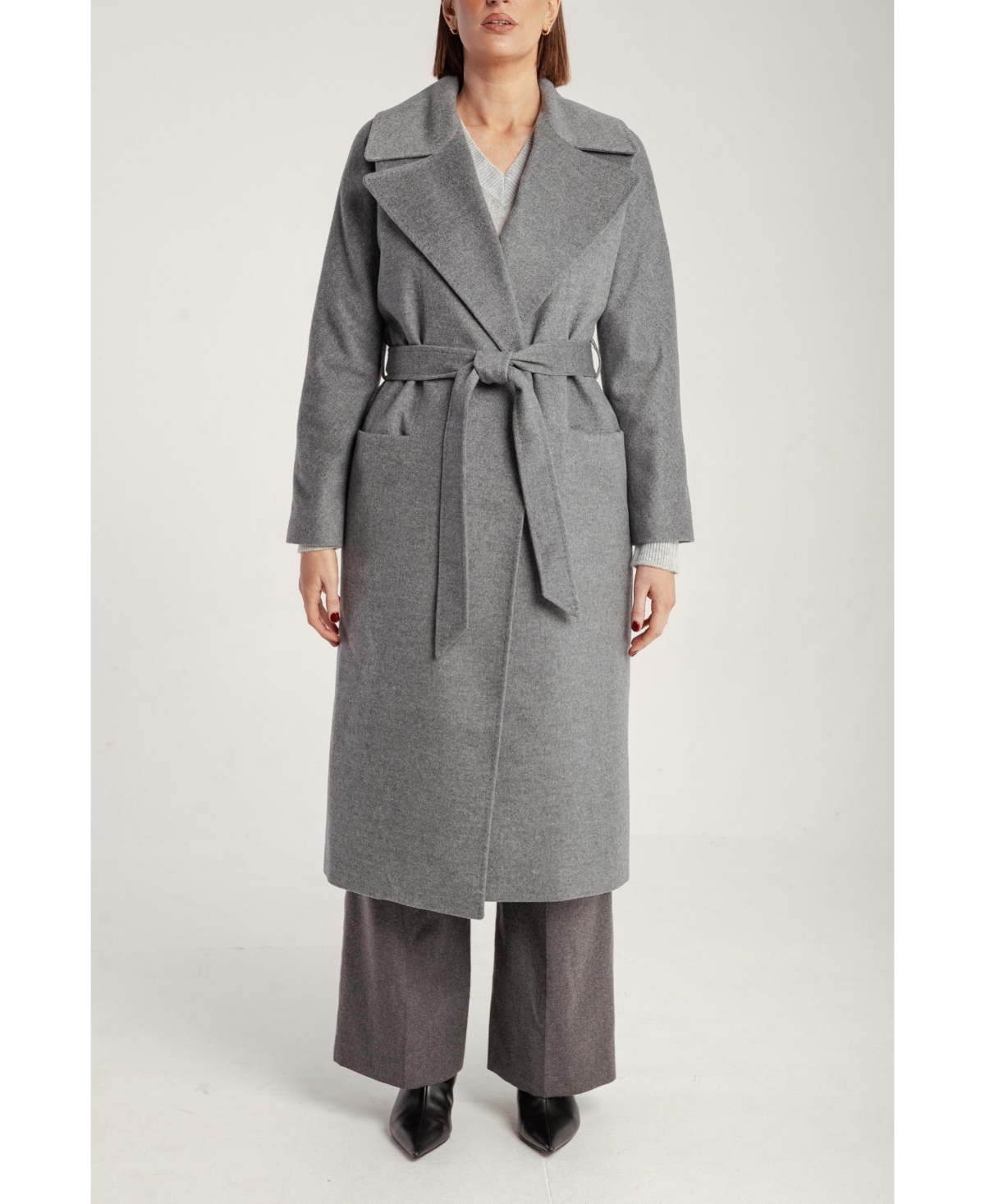 1982 Women's Pure Cashmere Wrap Belted Midi Coat