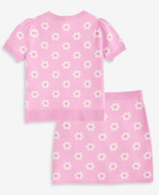 Girls' 5-20 Floral Crochet Top & Skirt, 2-Piece Set