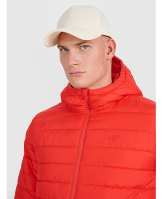 Men's down jacket with synthetic filling - red