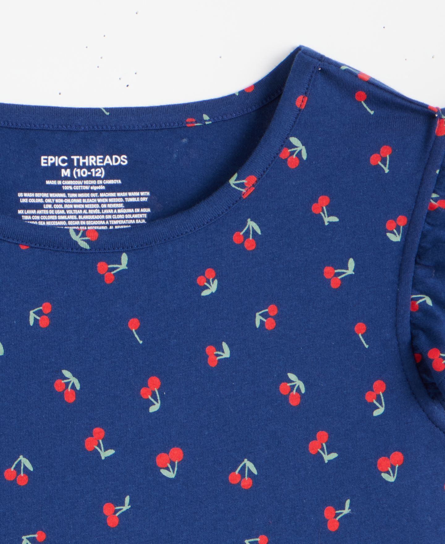 Платье Epic Threads Cotton Cherries-Print Flutter-Sleeve Dress для девочек, цвет: Синий — фото 3