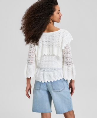 Women's Pointelle-Knit Cape-Back Cardigan