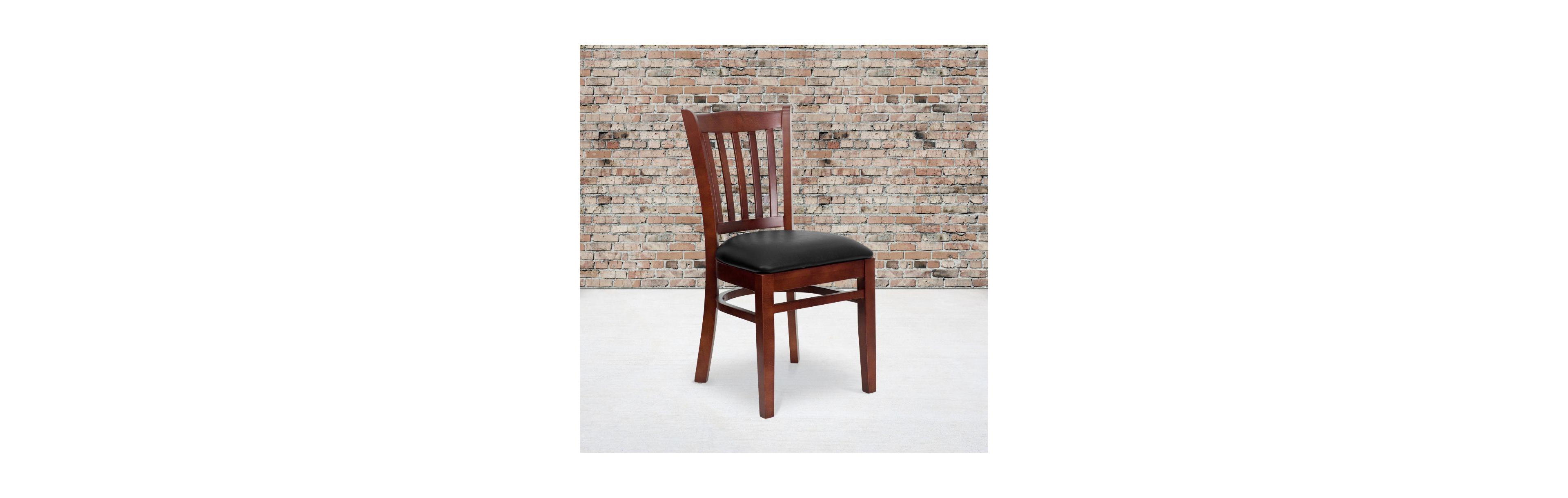 Emma+Oliver 2 Pack Vertical Slat Back Wooden Restaurant Chair