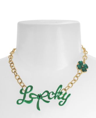 Faux Stone Paddy's Princess Lucky Bib Necklace